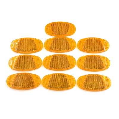 uxcell 10pcs Orange Oval Shape Plastic Warning Safety Reflector for Bike