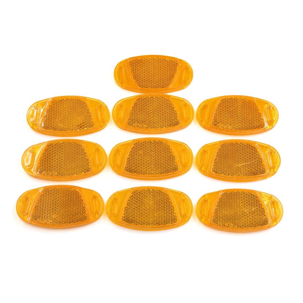uxcell 10pcs Orange Oval Shape Plastic Warning Safety Reflector for Bike