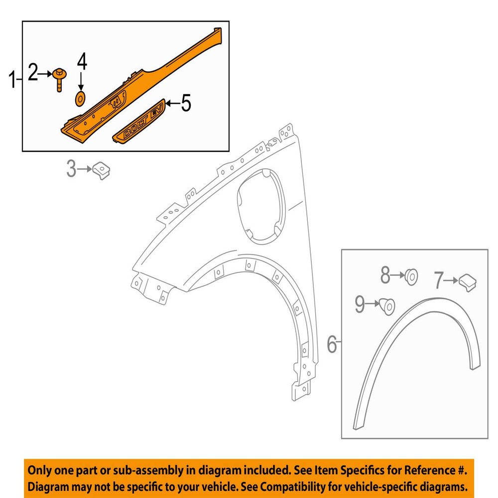 Chevrolet GM OEM 17-18 Bolt EV Fender-Upper Molding Trim Left 42559426