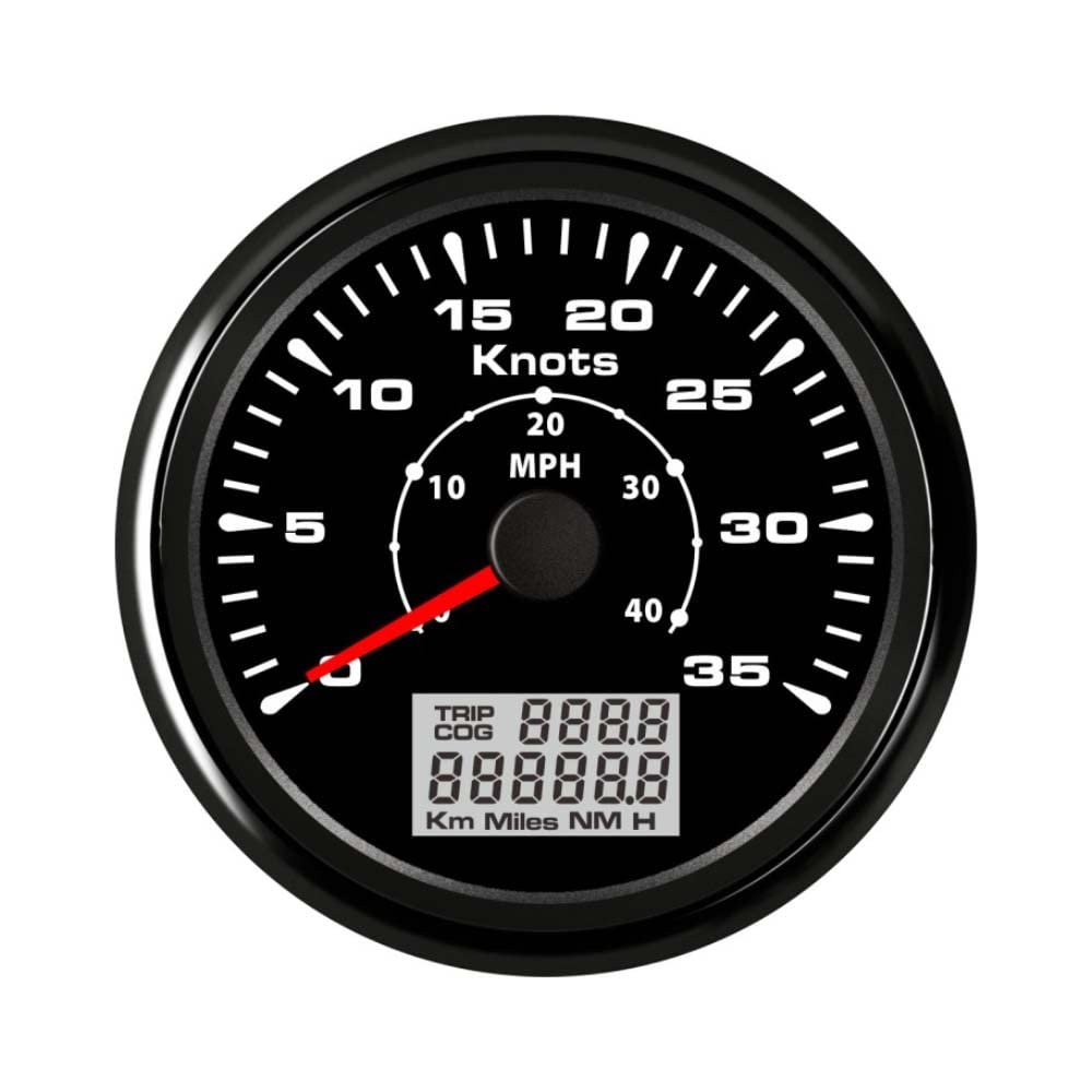 ELING Waterproof GPS Speedometer 0-35KNOTS 0-40 MPH Odometer with ODO COG Trip 85mm