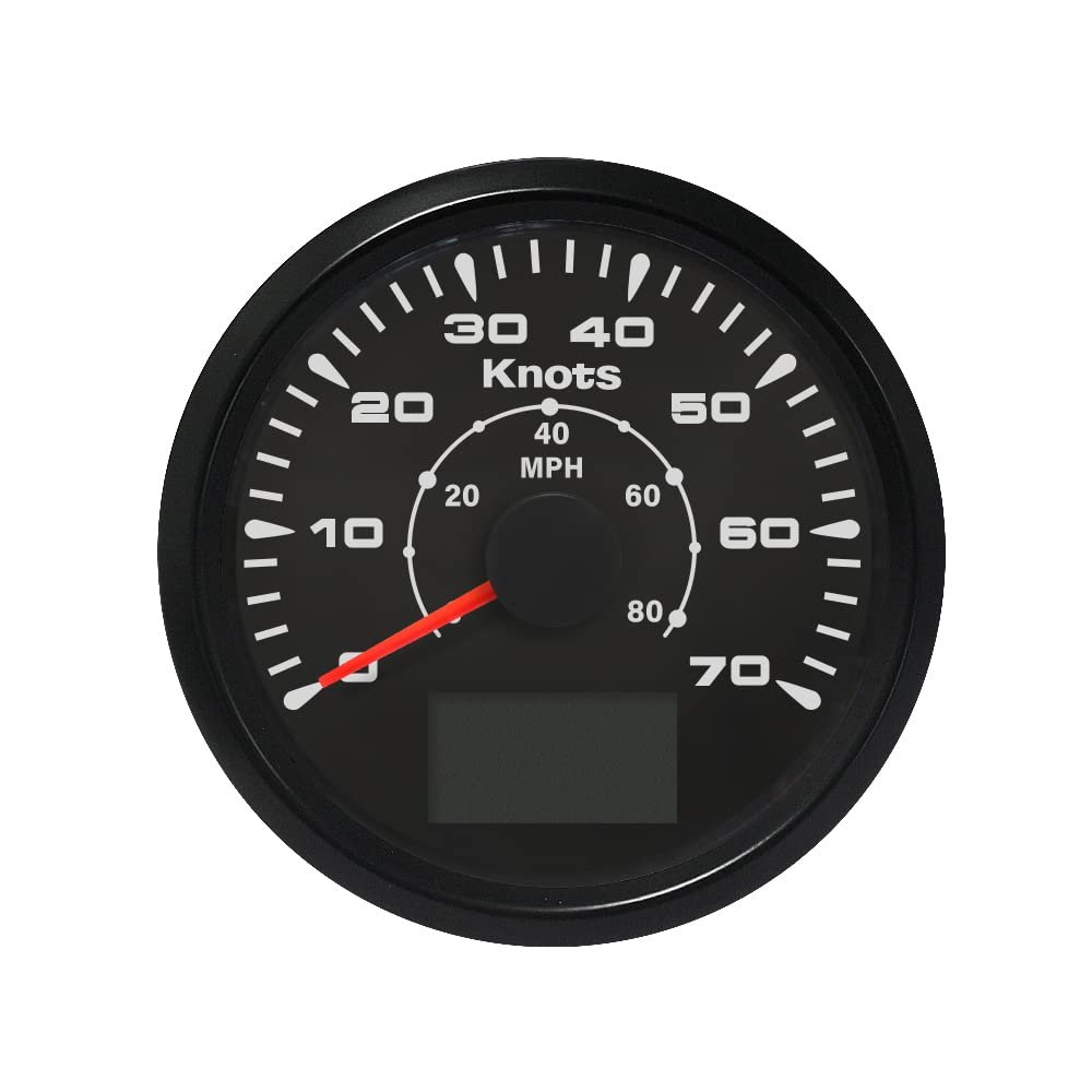 ELING Waterproof GPS Speedometer Odometer 0-70Knots 0-80MPH with 8 Different Backlight 3-3/8"