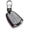 Vitodeco Genuine Leather Smart Key Fob Case Cover Compatible for Cadillac XT4, Cadillac XT5, Cadillac XT6 (2019 - 2026 Models) with Key Chain Clip - 6 Buttons, Black/Red view 1