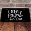 Camping Lake Outdoor Etched Front Vanity License Plates (Lake Hair Don't Care) view 4