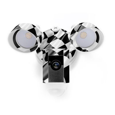 MightySkins Skin Compatible with Ring Floodlight Cam - Race Flag | Protective, Durable, and Unique Vinyl Decal wrap Cover | Easy to Apply, Remove, and Change Styles | Made in The USA