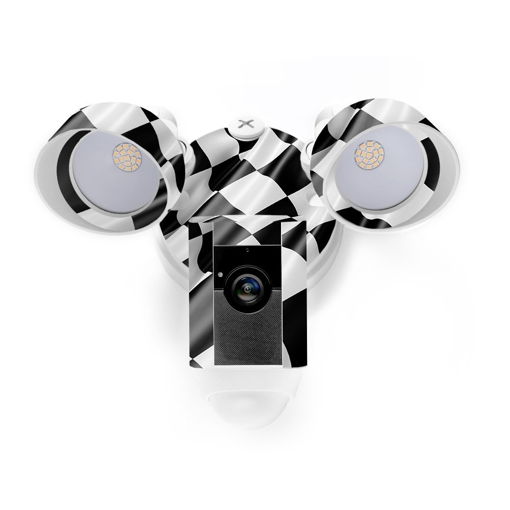 MightySkins Skin Compatible with Ring Floodlight Cam - Race Flag | Protective, Durable, and Unique Vinyl Decal wrap Cover | Easy to Apply, Remove, and Change Styles | Made in The USA