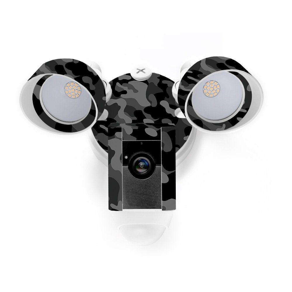 MightySkins Skin Compatible with Ring Floodlight Cam - Black Camo | Protective, Durable, and Unique Vinyl Decal wrap Cover | Easy to Apply, Remove, and Change Styles | Made in The USA