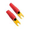 1 Pack 10 PCS Black 4 Gauge AWG Gold Barrier Fork Spades Car Stereo AMP Terminals view 1