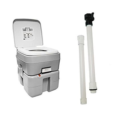 Earthtec 5 Gallon Porta Potty/Portable Toilet with Non-Stick Bowl & Cleaning Wand for Camping & Outdoor Travel
