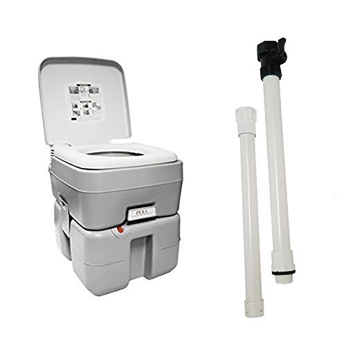 Earthtec 5 Gallon Porta Potty/Portable Toilet with Non-Stick Bowl & Cleaning Wand for Camping & Outdoor Travel