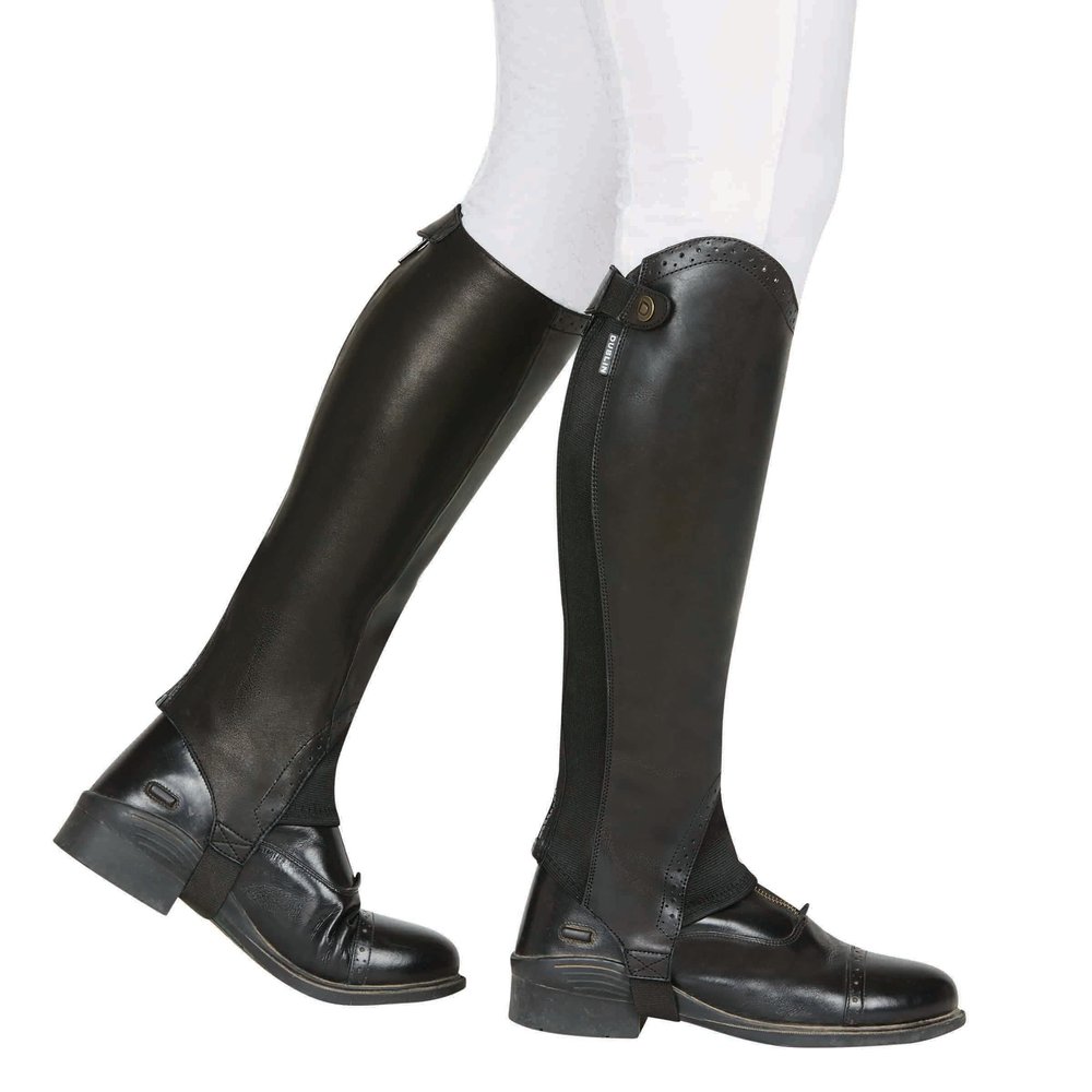 Dublin Evolution Rear Zip Half Chaps, Black, Adults Extra Small