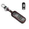 MECHCOS Compatible with Mazda 3 6 CX-5 9 3 Buttons Leather Keyless Entry Remote Control Key Fob Cover Pouch Bag Jacket Case Protector Shell view 1