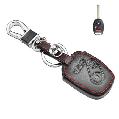 MECHCOS Compatible with Honda Accord Crosstour Civic LX CR-V CR-Z Fit Insight Odyssey Pilot Ridgeline Leather Smart Keyless Entry Remote Control Key Fob Cover Case Protector