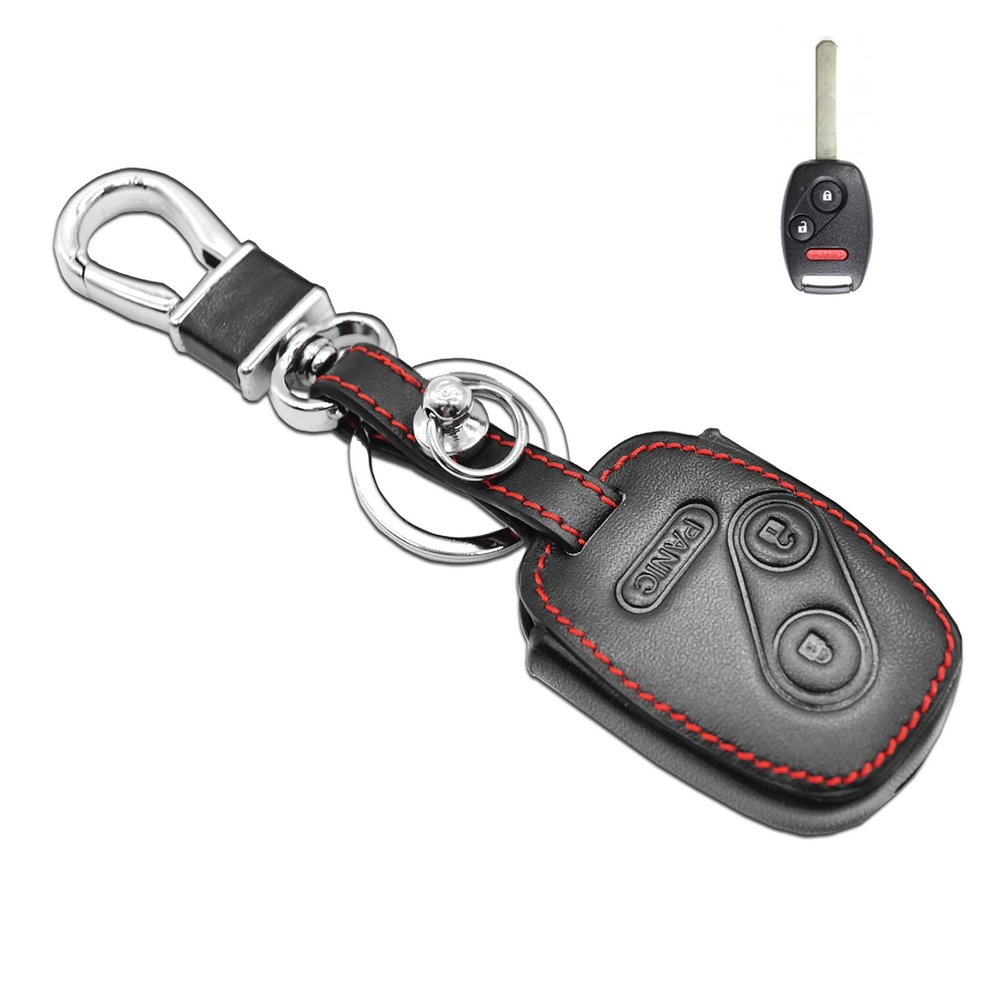 MECHCOS Compatible with Honda Accord Crosstour Civic LX CR-V CR-Z Fit Insight Odyssey Pilot Ridgeline Leather Smart Keyless Entry Remote Control Key Fob Cover Case Protector