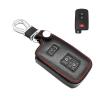 MECHCOS Compatible with Toyota 4Runner Tacoma Sequoia RAV4 Tundra Prius C V Land Cruiser C-HR Highlander Camry Avalon Corolla Prius Prime 3 Buttons Key Fob Cover Case Keychain Leather Protector Shell view 1