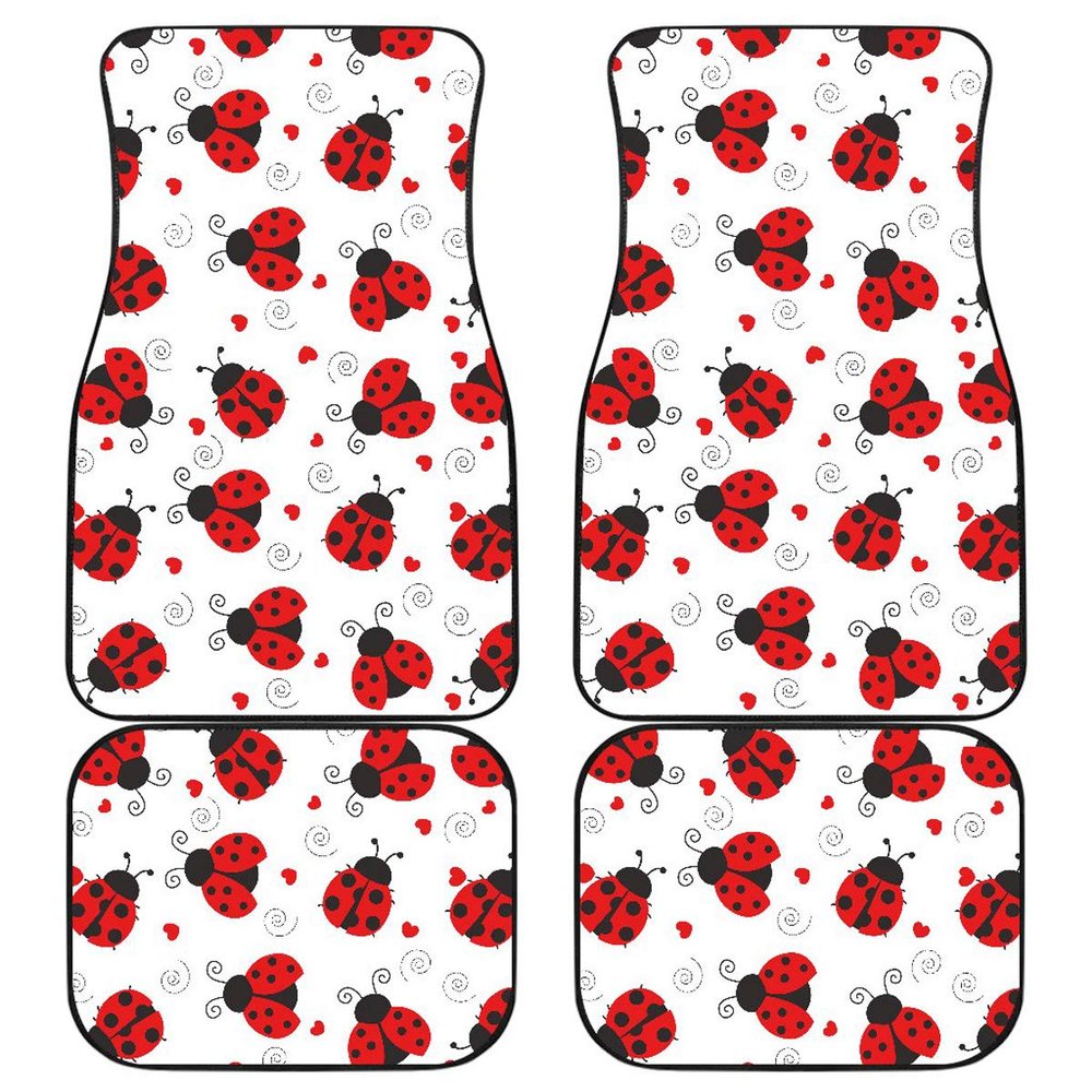 Ladybug Love Floor Mats for Cars - Unique Front and Back Car Mats (Front and Back Car Mats (Set of 4))