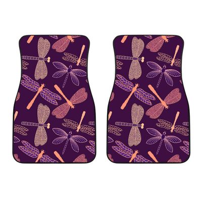 Dragonfly Pattern Floor Mats for Cars - Unique Front and Back Car Mats (Front Car Mats (Set of 2))