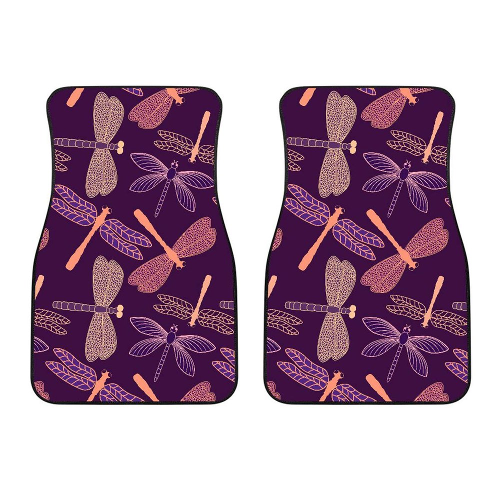 Dragonfly Pattern Floor Mats for Cars - Unique Front and Back Car Mats (Front Car Mats (Set of 2))