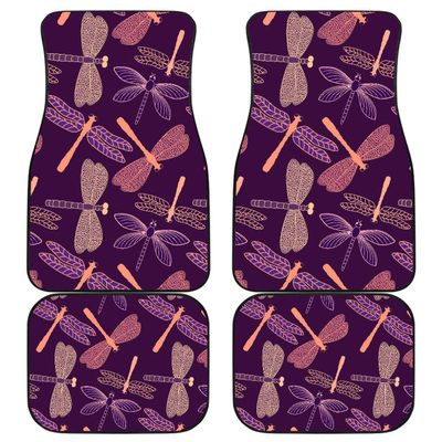 Dragonfly Pattern Floor Mats for Cars - Unique Front and Back Car Mats (Front and Back Car Mats (Set of 4))