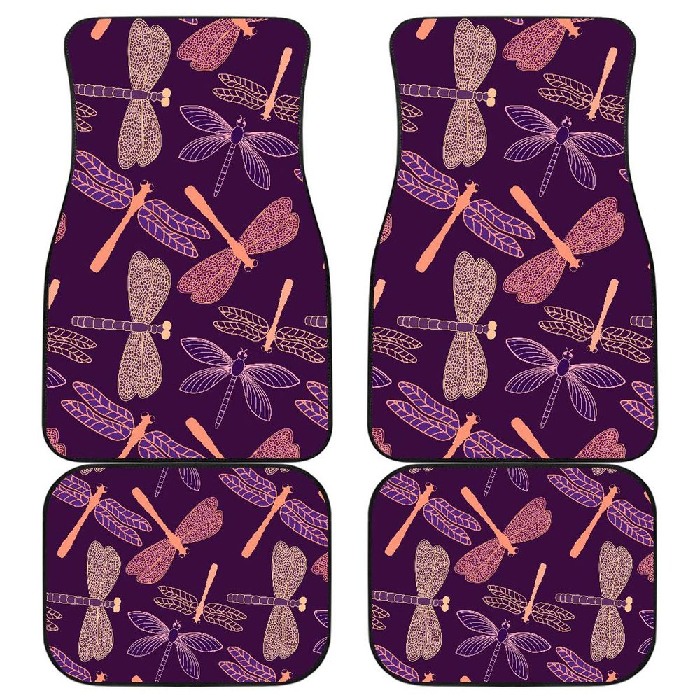 Dragonfly Pattern Floor Mats for Cars - Unique Front and Back Car Mats (Front and Back Car Mats (Set of 4))