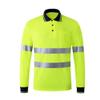 Phrmovs Reflective Polo Long Sleeve Tshirt Safety Top Hi Vis Quik Dry Yellow,L view 1
