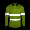 Phrmovs Reflective Polo Long Sleeve Tshirt Safety Top Hi Vis Quik Dry Yellow,L view 2