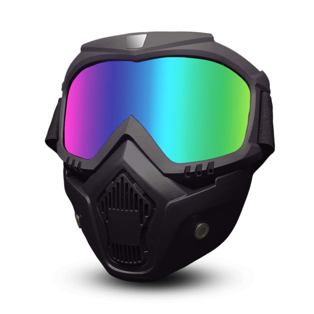 BOROLA Tactical Mask, Retro Motorcycle Goggles with Removable Face Mask, Safety Goggles Mask UV400 Protection Compatible for Nerf Elite Toy Gun Game Rival