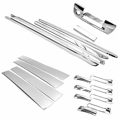 Polished Window Sills+Door Pillars+4DR Handles+Tailgate Covers NOT for Backup Camera for 2009-2018 Dodge RAM 1500/2500/3500 Quab Cab