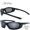 The Fresh Scooter Bike Motorcycle Riding Glasses Padded Frame Lens Block 100% UVB for Outdoor Activity Sport (11-Shiny Black, Grey, Silver Mirror, & Red Mirror) view 4