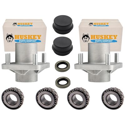 Huskey 2X Front Wheel Hub Bearing Assemblies with Dust Caps and Bearings for Club Car DS G&E Models 1982-2002- Replaces OEM# 11011102, 1011153, 1011889, 1011892, 1011894