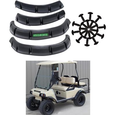 Huskey 4PCS Golf Cart Fender Flares W/Black Self-Taping Screws for Club Car DS 1993 & Up G/E Models,3-4 Inches Wide, Constructed of Impact-Resistant ABS plastic,for Lifted Golf Cart W/Offroad Tires
