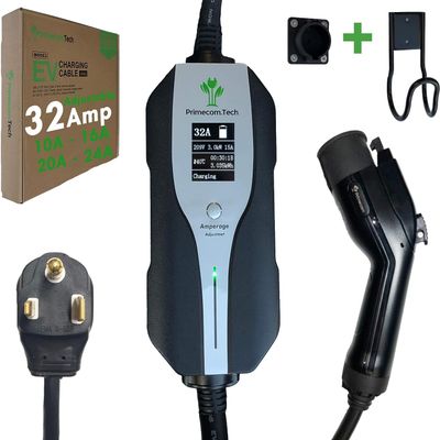 PRIMECOM 30 Feet Level 2 (220V/240V) Electric Vehicle (EV) Charger 32 & 40 Amp 6-50P, 10-50P, 14-50P for Bolt, Tesla, Kona, etc. (6-50P, 32 Amp)