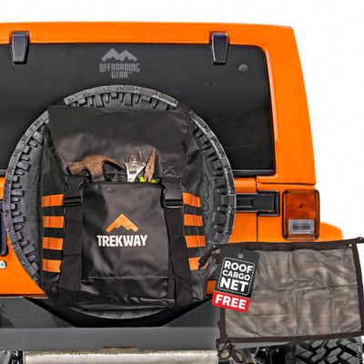 Offroading Gear Spare Tire Overlanding Storage & Trash Bag Organizer | w/Free Roof Cargo Mesh Net Bag | Fits 30" Tire 15 Gallons | for 4x4 Tailgate, Pickup Truck, SUV, RV, Overland