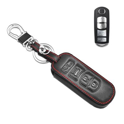 MECHCOS Compatible with Mazda CX-5 CX-7 CX-9 Mazda 3 6 MX-5 Miata Toyota Yaris iA Scion iA Key Fob Cover Case Leather Protector Shell Key Chain Holder