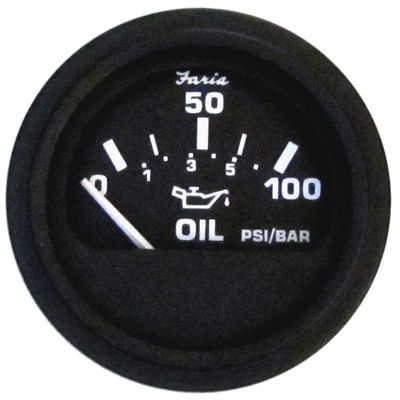 Faria Beede Instruments Faria 12845 Euro Oil Pressure Gauge - 100 PSI, 2"