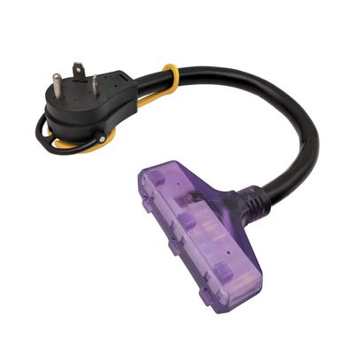Parkworld 60059 RV 30 AMP Spiltter, Y Adapter Cord, TT-30P Male to 30A TT-30R Female & (3) 5-15R Female Tri Outlet Household