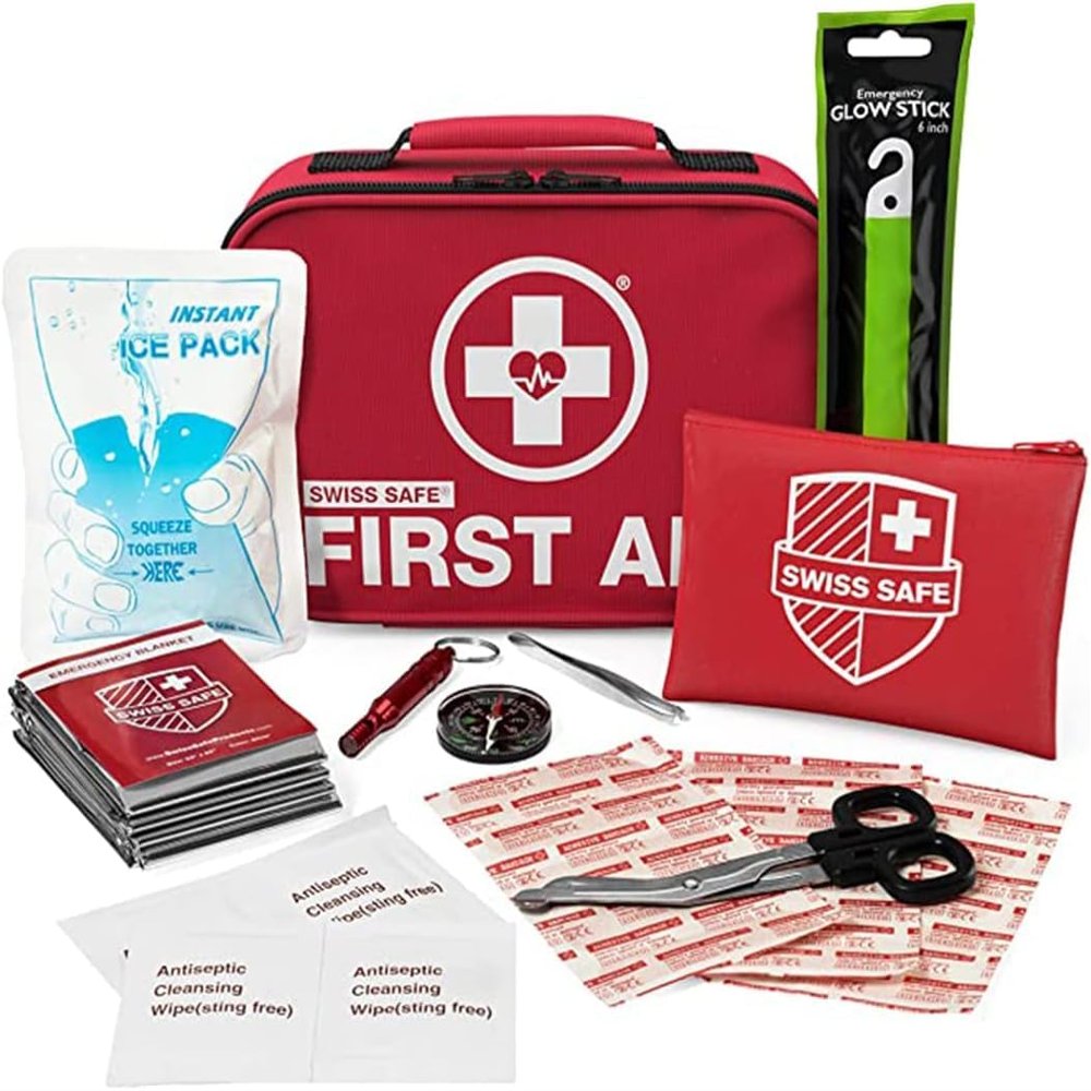 Swiss Safe 120+32 Pcs Camping First Aid Kit for Travel, Car & Survival