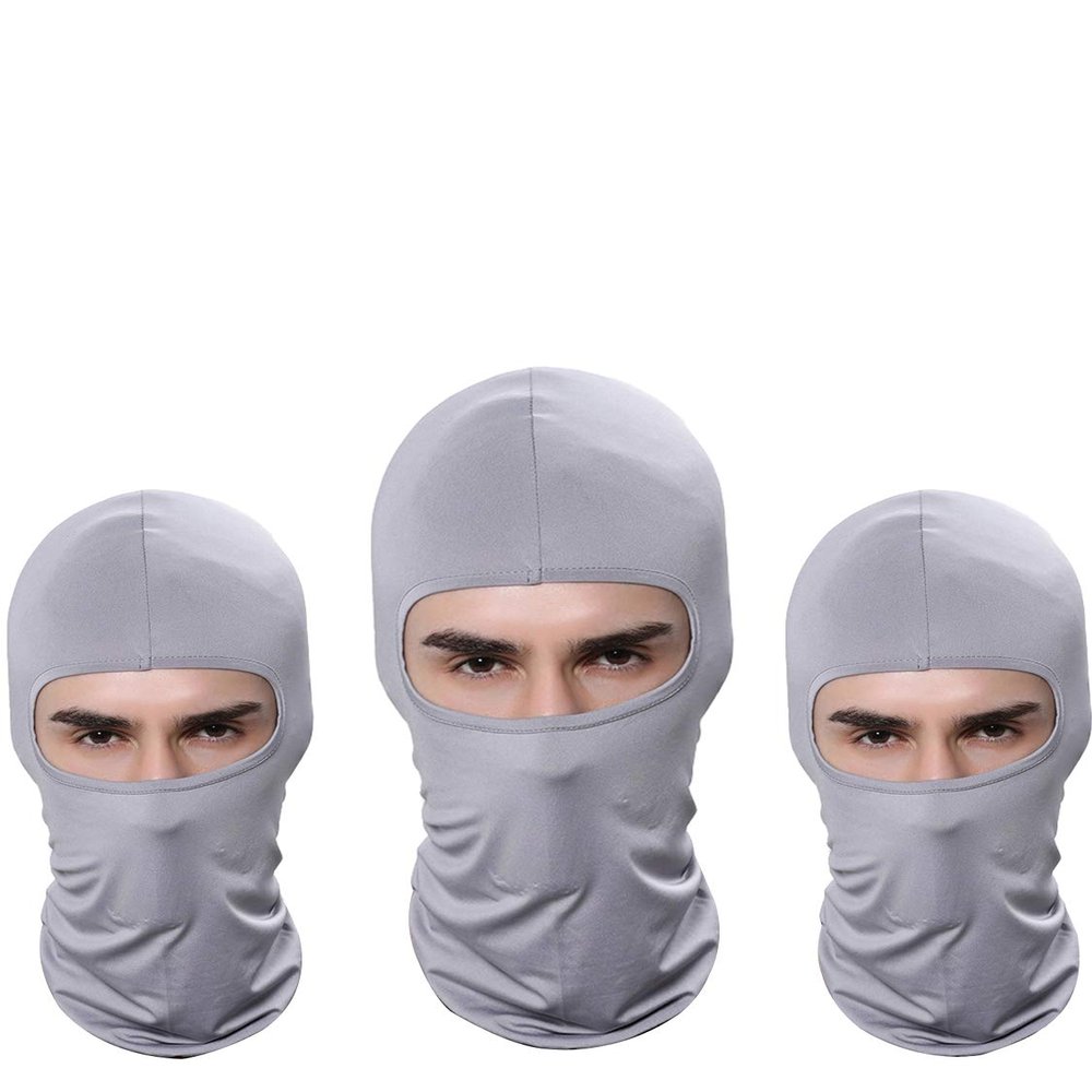 Pack of 3 Elastic Outdoor Sport Airsoft Cap Winter Ski Mask Sun Balaclava Fishing Running Cycling Motorcycle Hat Gray