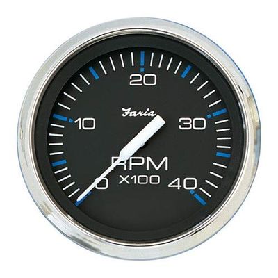 Faria Chesapeake Black Ss 4" Tachometer - 4,000 Rpm (Diesel - Mechanical Takeoff & Var Ratio Alt)