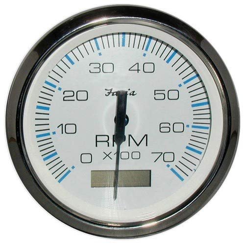 Faria Chesapeake White Ss 4" Tachometer W/Hourmeter - 7,000 Rpm (Gas - Outboard)