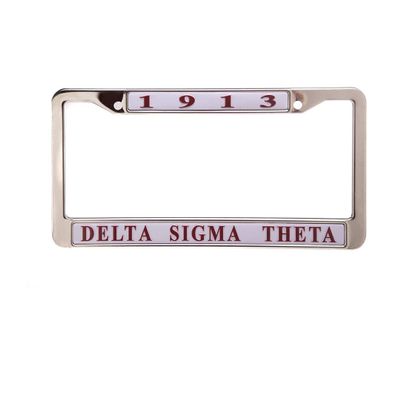 Delta Sigma Theta White Metal License Plate Frame