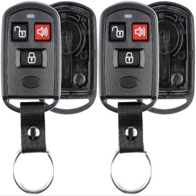 KeylessOption Keyless Entry Remote Key Fob Case Shell Button Pad Cover Leather Strap for Hyundai Kia (Pack of 2)