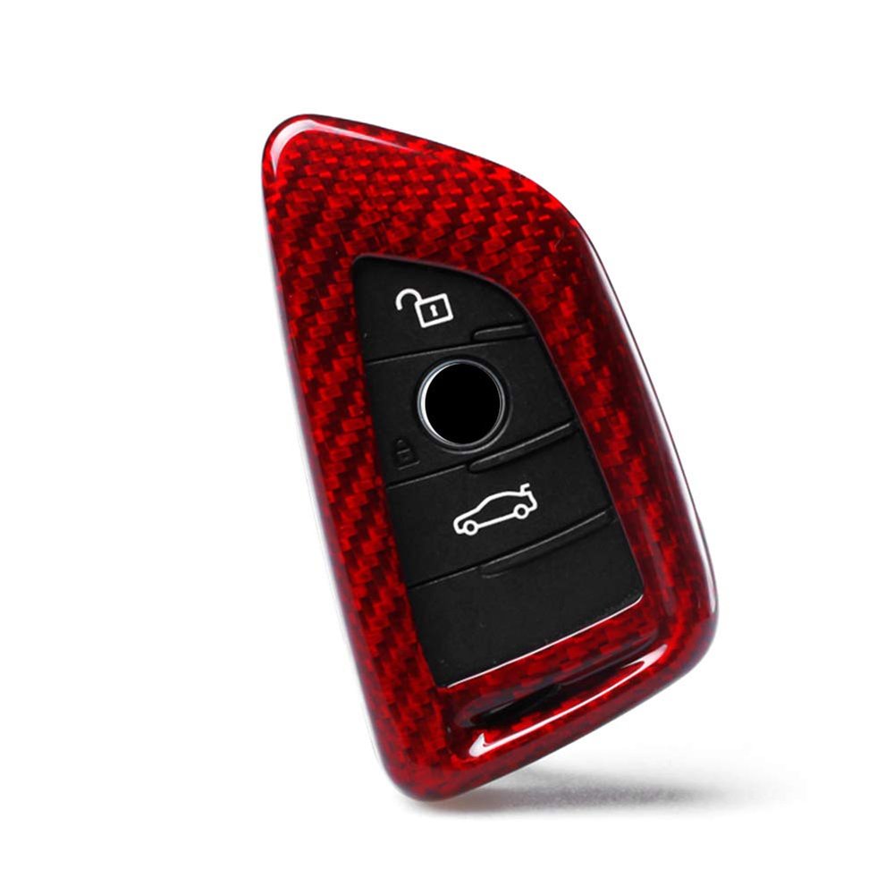 GZYF Auto Remote Car Key Case Shell Cover for BMW X1 F48 X5 F15 X6 F165, Red Carbon Fiber