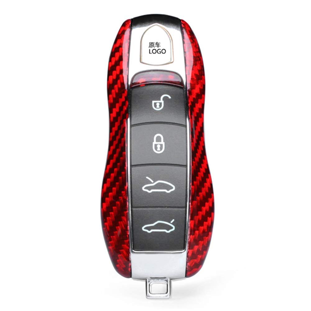 GZYF Carbon Fiber Remote Key Cover Case Fits for Porsche, Red