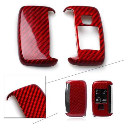 GZYF Carbon Fiber Remote Key Cover Case Fits for Jaguar Keys, Red