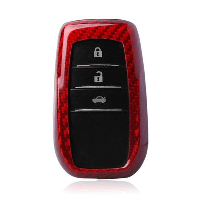 GZYF Red Carbon Fiber Auto Car Remote Key Cover Case Protective Shell Fits Toyota Corolla Camry Crown