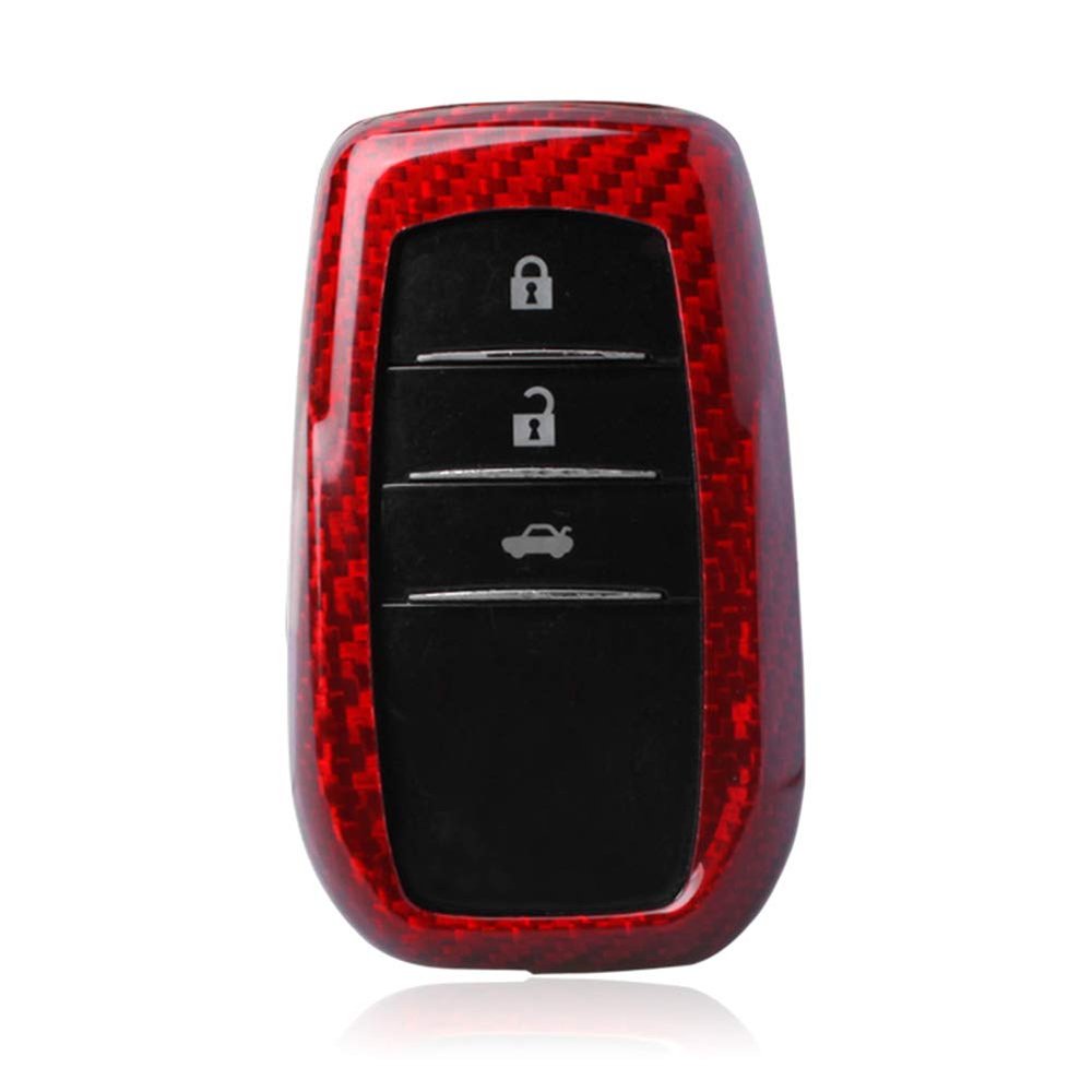 GZYF Red Carbon Fiber Auto Car Remote Key Cover Case Protective Shell Fits Toyota Corolla Camry Crown
