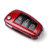 GZYF Auto Remote Car Key Case Shell Cover Fits for Audi A6 TT A3 Q3 A1 A4 Q7 S3, Red Carbon Fiber view 3
