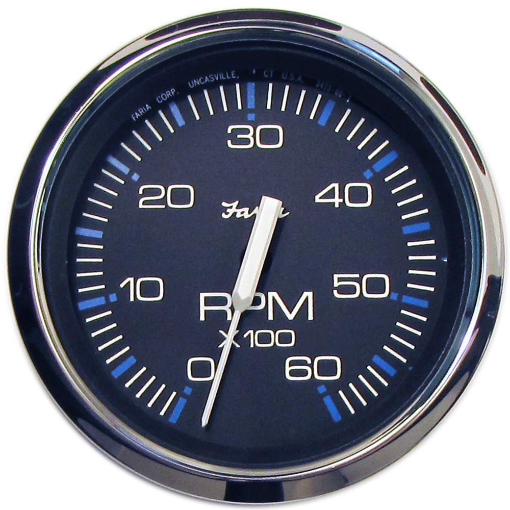 Faria 33710; Ches Stainless Steel Black Tach 6000Rpm I/