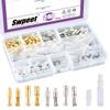 Swpeet 240Pcs Bullet Connectors Kit, 3.9mm Brass Bullet Male & Female Wire Terminals Connector with Insulation Cover for Motorcycle Scooter Car Truck with Insulation Sleeve view 1