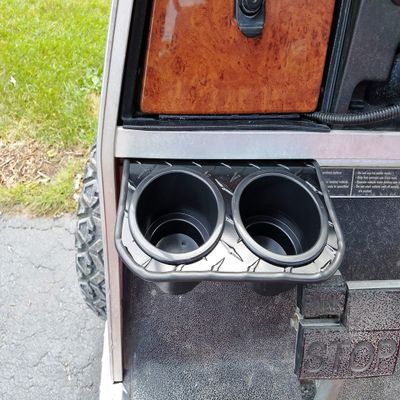 Fits Club Car DS 2 Jumbo Cup Drink Holder Black Powder Coated Aluminum Diamond Plate